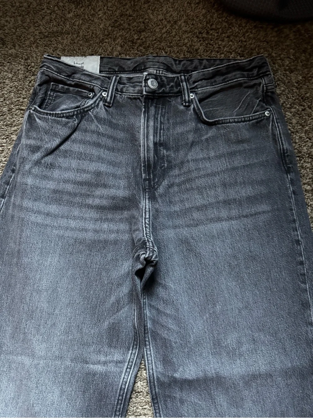 H&M Men's Slim Straight Washed Black Jeans